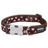 obojek red dingo pink spots on brown