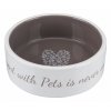 Miska pro psa keramická hnědo-šedá, srdce-tlapky Pet´s home 1,4l 20cm