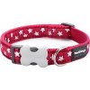 Obojek Red Dingo 31-47cm/20mm Stars White on Red