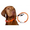 Obojek světelný DOG FANTASY USB dobíjení, nylon do 500m Oranžový 65cm
