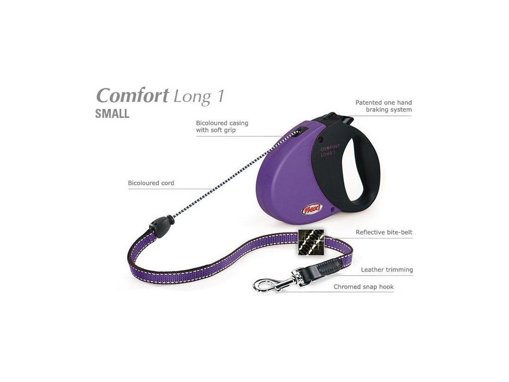 Flexi COMFORT LONG 1 Small max. do 12 kg 8 m ra fialova Psimafie.cz