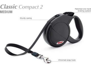 Flexi CLASSIC COMPACT 2 Medium max. do 25 kg, 5 m pásek - černá