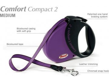 Flexi COMFORT COMPACT 2 Medium max. do 25 kg, 5 m pásek - fialo