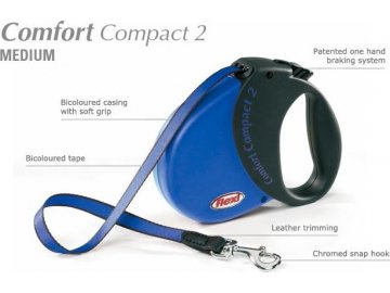 Flexi COMFORT COMPACT 2 Medium max. do 25 kg, 5 m pásek - modrá