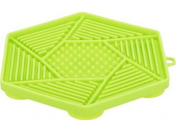 Lick´n´Snack HEXAGON s přísavkami - podložka k pomalému krmení, 17 cm, TPR/plast, zelená