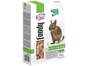 LOLO BASIC kompletní krmivo pro osmáky degu 450 g krabička