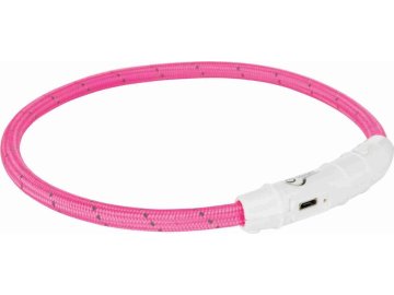 Svítící kroužek USB na krk M-L 45 cm/7 mm růžový