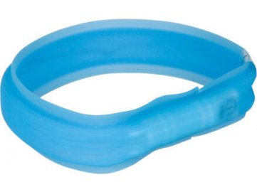 USB svítící obojek PLOCHÝ L-XL 70cm/30 mm modrý