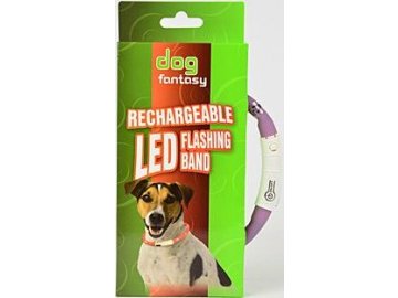 Obojek DOG FANTASY světelný USB fialový 45 cm 1ks