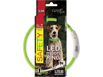 Obojek DOG FANTASY světelný USB zelený 45 cm 1ks