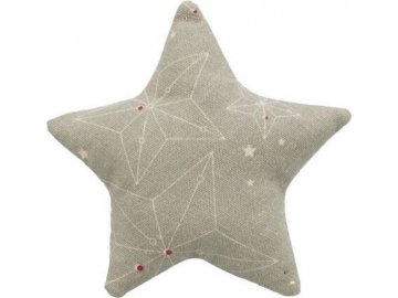 Xmas STAR - vánoční hvězda polštářek, s catnipem, 10 cm, béžová