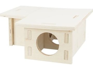 Dřevěný domeček pro hlodavce tvar L, 3 komory, 30 x 12 x 30 cm