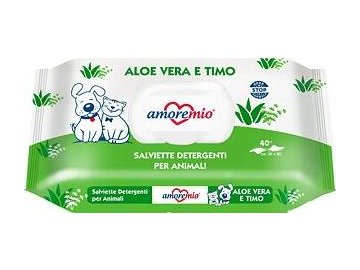 AMOREMIO vlhčené čistící ubrousky, aroma Aloe Vera/tymián, 40 ks