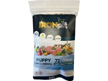 Vzorek IRONpet Dog Puppy Mini & Medium Turkey (Krocan) 70 g