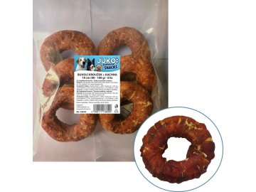Kroužek buvolí obalený kachním masem JUKO Snacks 10 cm (6 ks)