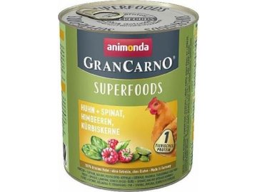 GRANCARNO Superfoods kuře,špenát,maliny,dýňová semínka 800 g pro psy
