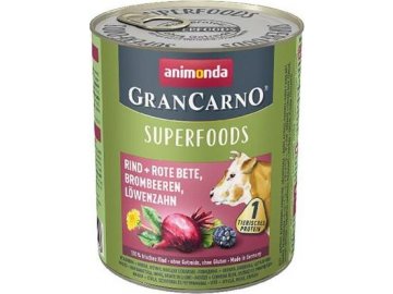 GRANCARNO Superfoods hovězí,čv.řepa,ostružiny,pampeliška 800 g pro psy