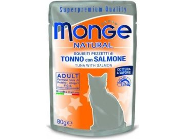 MONGE NATURAL kapsička tuňák v želé s lososem pro kočky 80 g