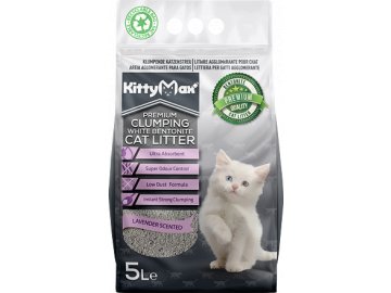 KITTYMAX hrudkující, bezprašný bílý bentonit LAVENDER  5 l