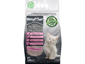 KITTYMAX hrudkující, bezprašný bílý bentonit BABY POWDER  5 l