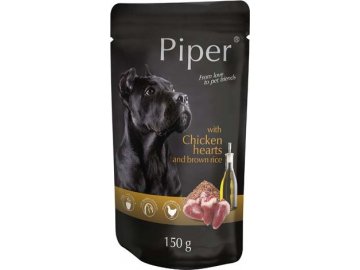 PIPER s kuřecími srdíčky a hnědou rýží, kapsička pro psy 150 g