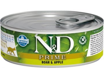 N&D CAT PRIME Adult Boar & Apple 80g  1 + 1 ZDARMA!