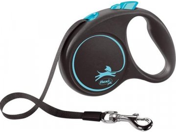 Vodítko FLEXI Black Design S pásek 5m/15kg modrá NEW