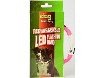 Obojek DOG FANTASY světelný USB růžový 70 cm 1ks