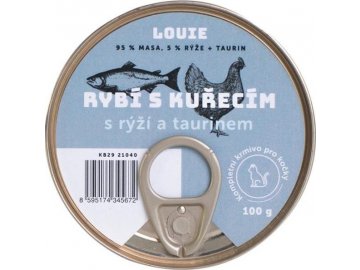 Louie konz. pro kočky rybí s kuř. s rýží a taurinem 100g