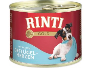 Rinti Dog Gold konzerva drůbeží srdíčka 185g