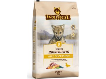 d2fdaf43e30d97aabeb5d2c210c564ff741bf885 wb842297 wolfsblut trockenfutter limited ingredients wild duck puppy frontside 9kg 426237484229