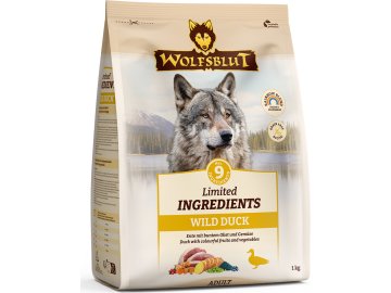 9fe87171583b16f7f13121a0ebba9a35047d2c42 wb842235 wolfsblut trockenfutter limited ingredients wild duck adult frontside 1kg 426237484223