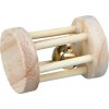 Dřevěný váleček s rolničkou pro křečky a myši  ø 3.5 × 5 cm