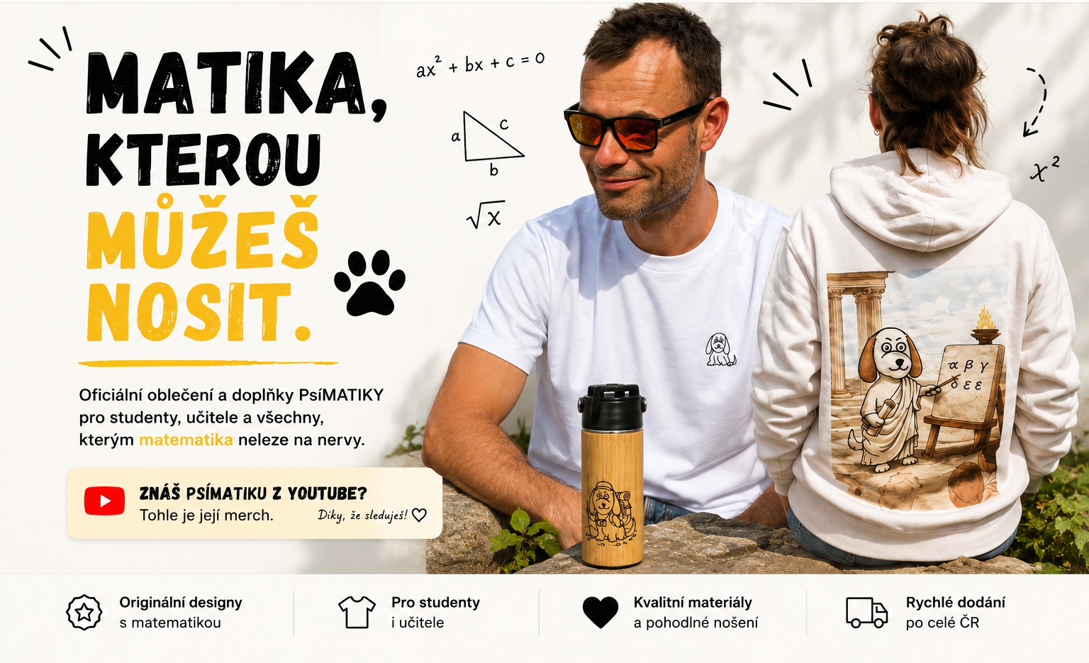 Stylové mikiny, trička, batohy a termosky s originálními motivy psů pro pejskaře.