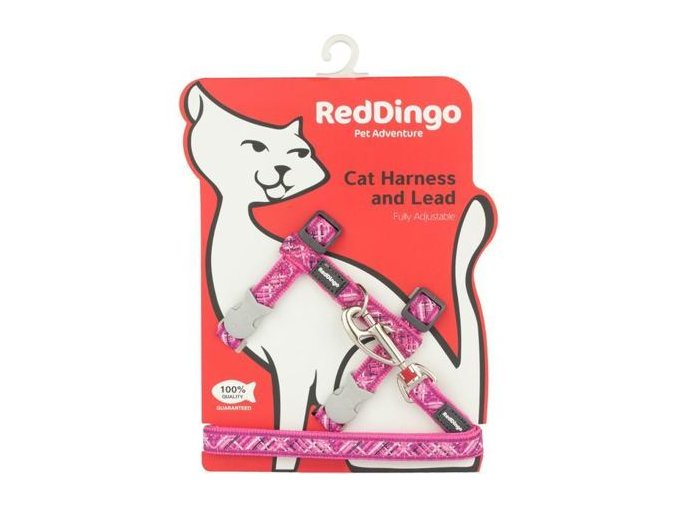 Postroj RD s vodítkem - kočka- Flanno Hot Pink