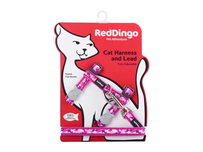 Postroj RD s vodítkem - kočka- Camouflage Hot Pink