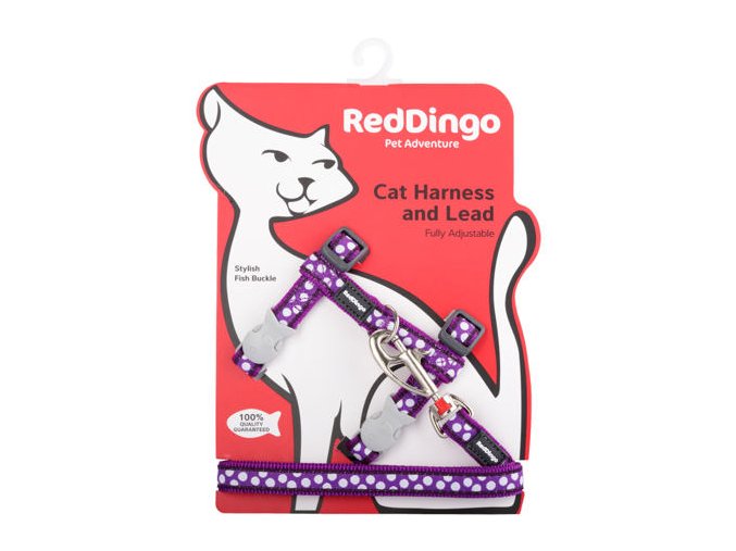 Postroj RD s vodítkem-kočka- White Spots on Purple