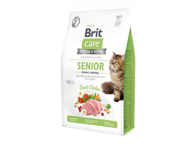 Brit Care Cat Grain-Free Senior Weight Control 2kg + 400g ZDARMA