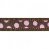 Obojek RD 15 mm x 24-37 cm - Pink Spots on Brown