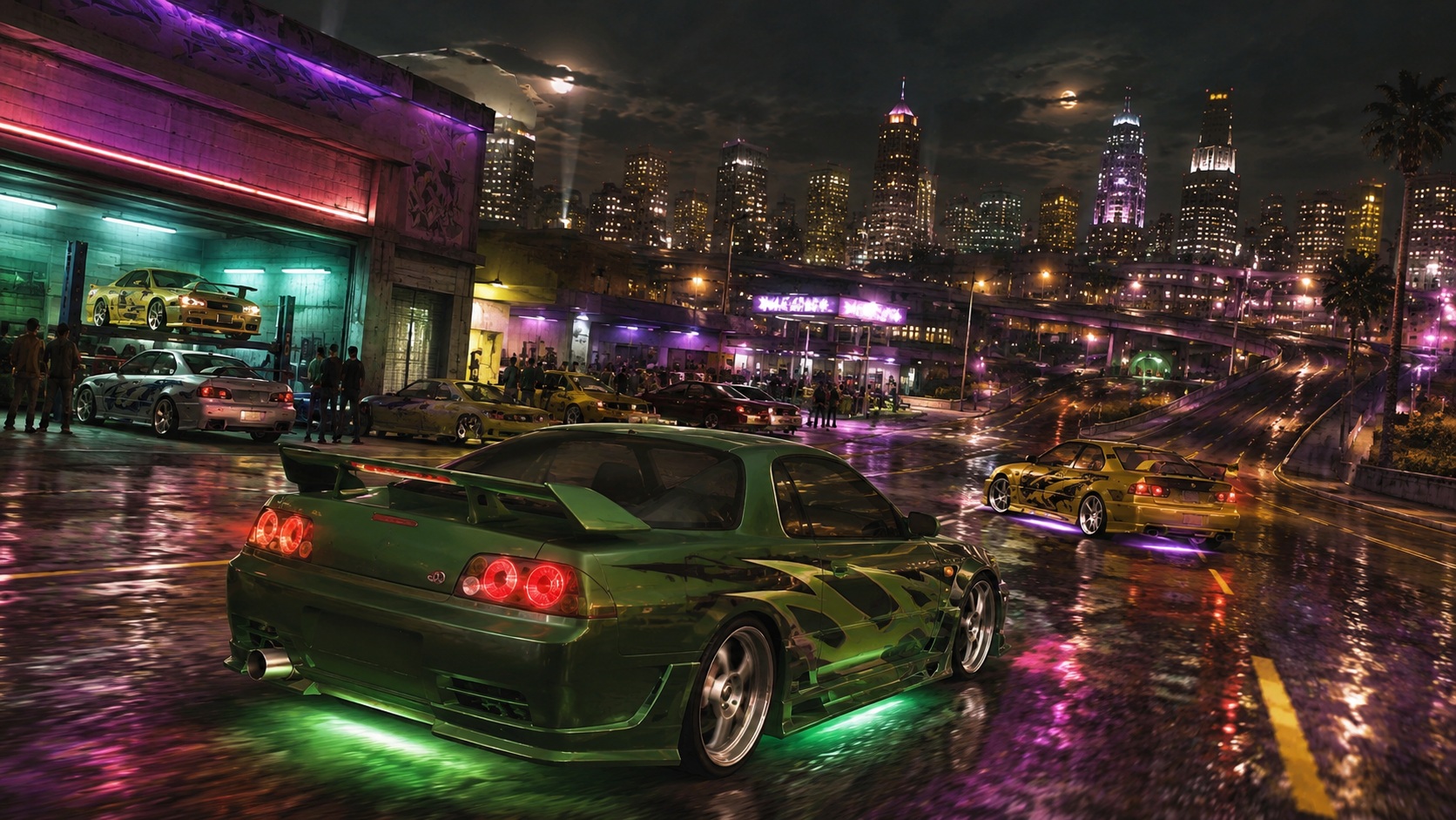 Ilustrační obrázek inspirovaný atmosférou hry Need for Speed Underground 2 pro PlayStation 2.