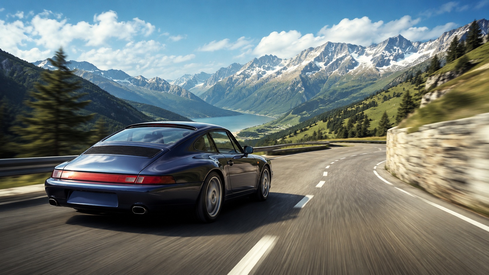 Ilustračný obrázok inšpirovaný atmosférou hry Need for Speed Porsche 2000 pre PlayStation 1.