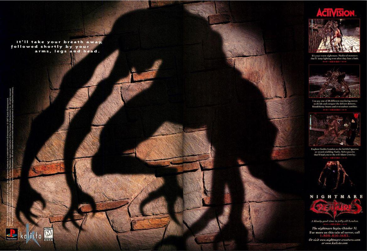 Dobový propagační materiál ke hře Nightmare Creatures pro PlayStation