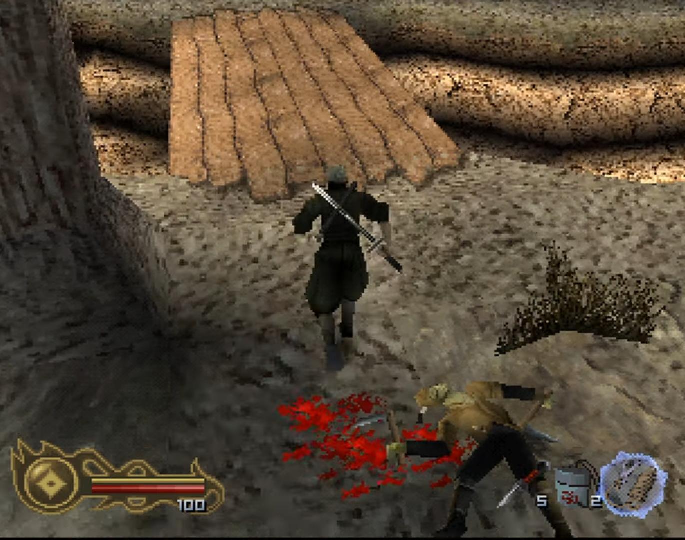 Tenchu 2 Birth of the Stealth Assassins pro PlayStation 1 - Rikimaru během mise v otevřeném prostředí
