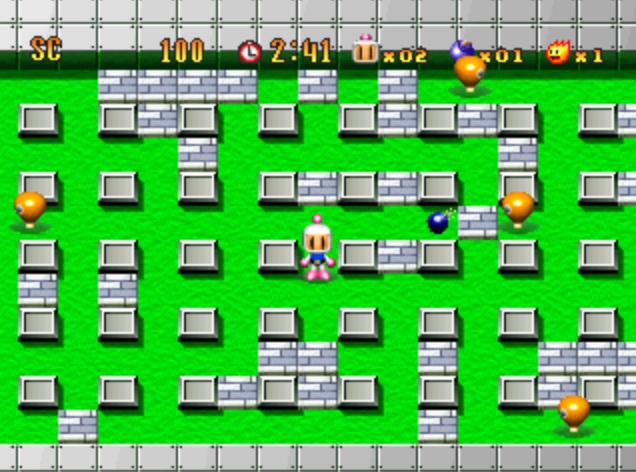 Moderní grafický režim hry Bomberman na PlayStation 1