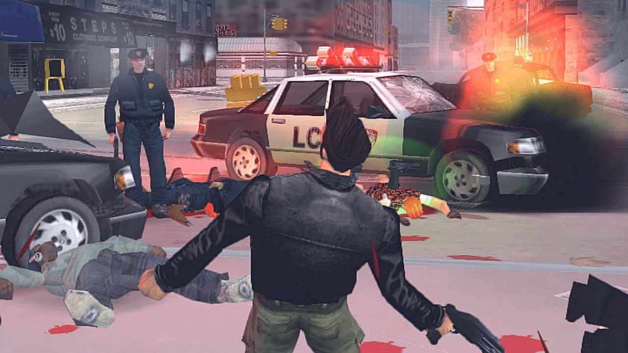 Ilustračný obrázok k GTA III na PlayStation 2 s temnou atmosférou Liberty City a otvoreným 3D mestom