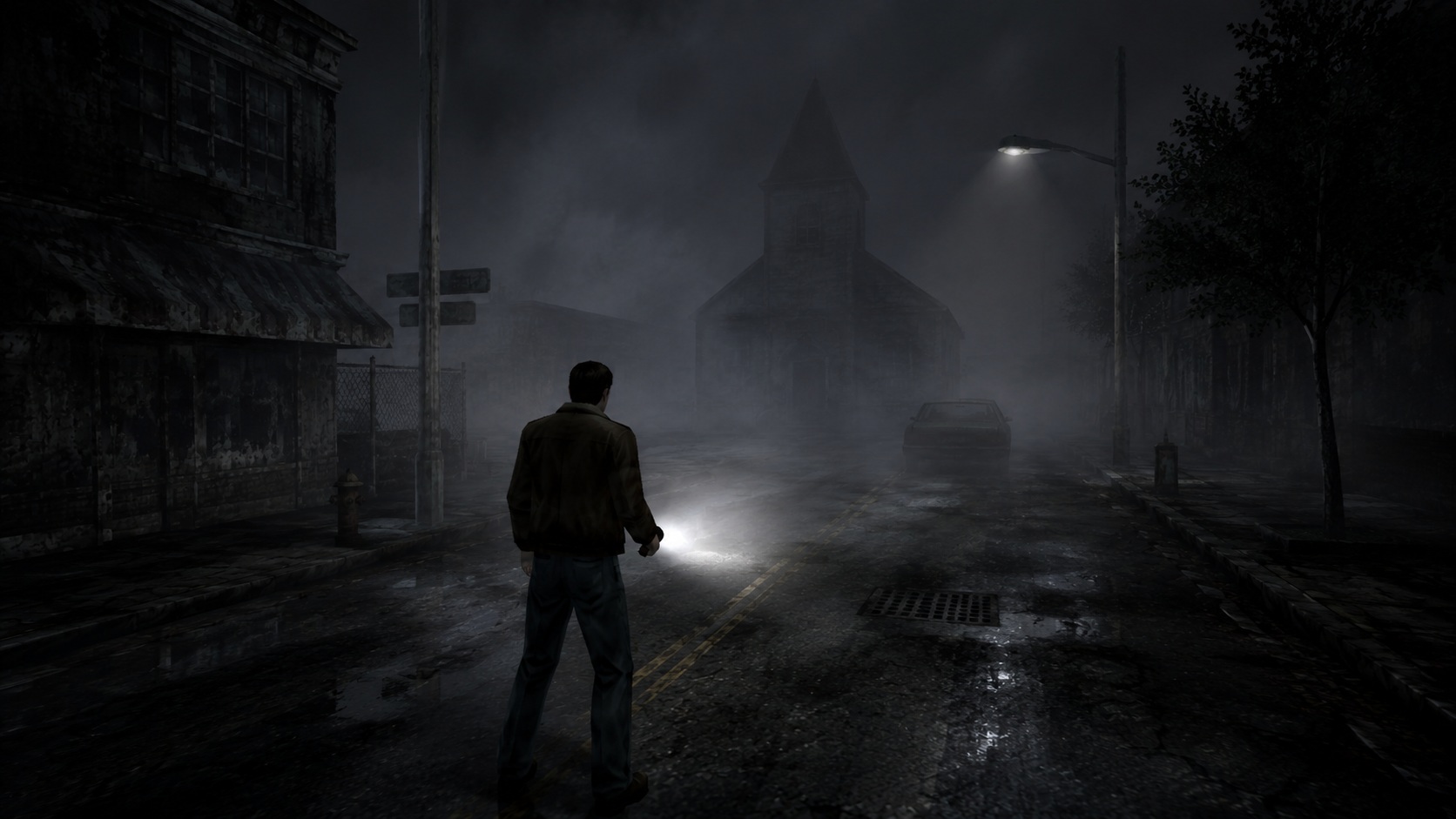Ilustrační obrázek inspirovaný psychologickou atmosférou hry Silent Hill pro PlayStation 1.