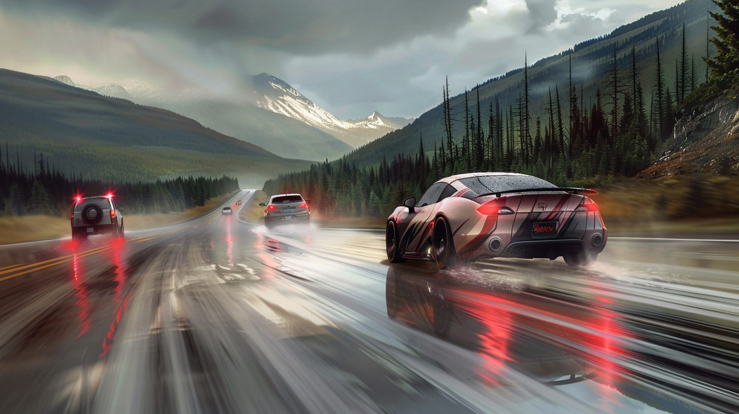 Ilustrační obrázek inspirovaný atmosférou hry Need for Speed Rivals pro PlayStation 3.