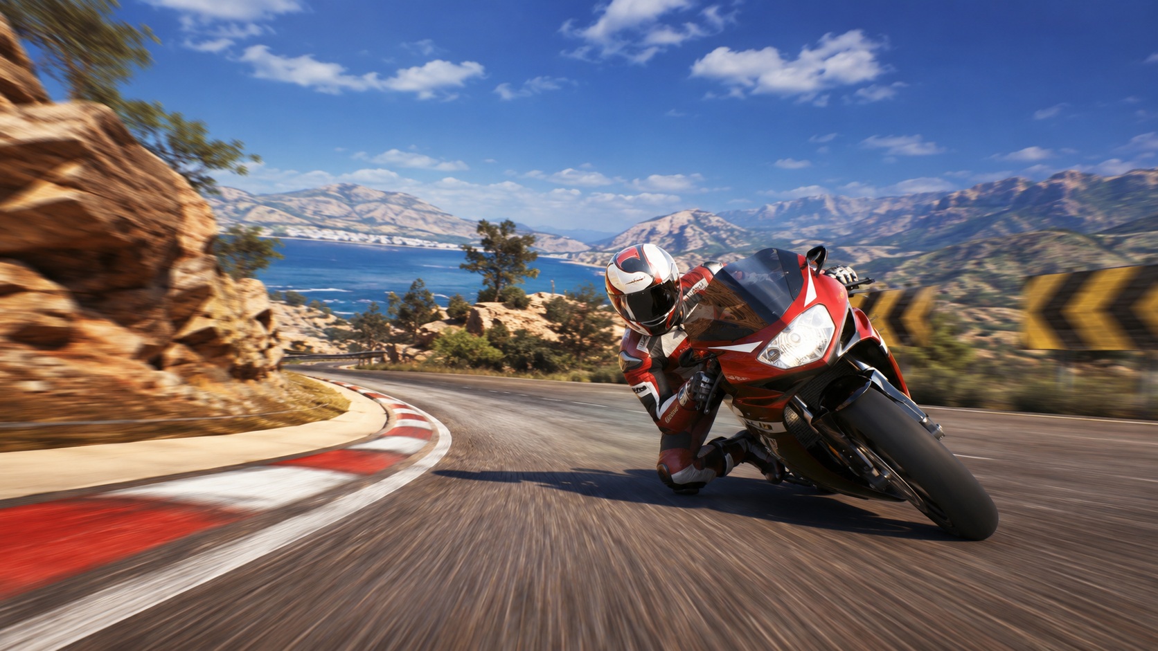 Ilustračný obrázok inšpirovaný atmosférou hry Moto Racer 2 pre PlayStation 1.