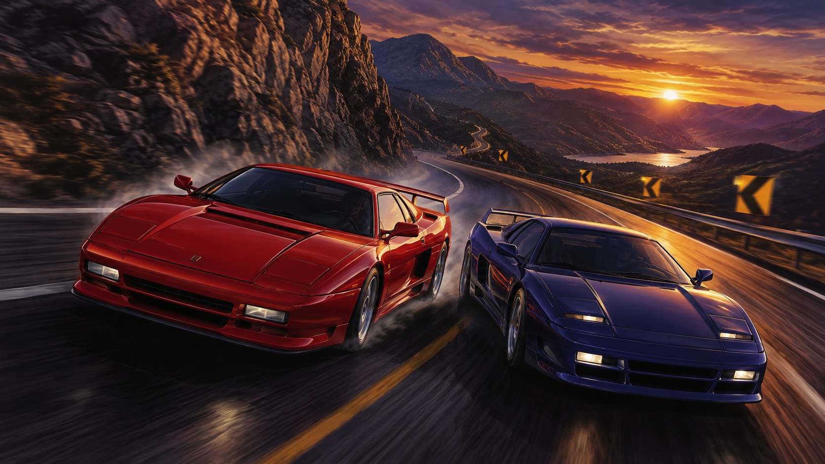 Ilustrační obrázek inspirovaný atmosférou hry Need for Speed Road Challenge pro PlayStation 1, pouze disk.