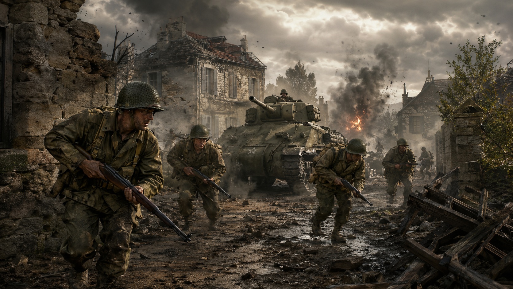 Srovnání válečné akce ve hře Call of Duty 3 na PlayStation 2 a PlayStation 3.